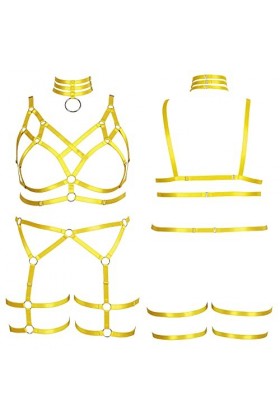 Harnais complet pour femme - Grande taille - Style punk gothique - Lingerie cage - Soutien-gorge grande taille - Porte-jarret