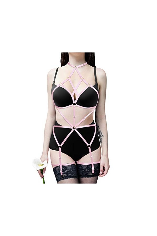 Harnais complet punk pour femme lingerie cage gothique porte-jarretelles ensemble festival rave sangle poitrine grande taille