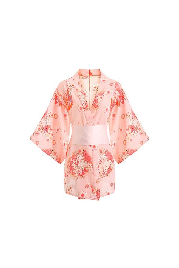 GMDNS Lingerie Sexysous-Vêtements Sexy pour Femmes Robe Kimono De Fleurs De Cerisier Japonais Imprimé Uniforme De Cosplay Éro