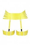 Harnais de corps pour femme avec jarretelles style punk gothique en tissu extensible - jaune - Taille Unique