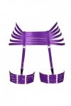Harnais de corps pour femme avec jarretelles style punk gothique en tissu extensible - violet - Taille Unique