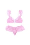 DINGGUANGHE-CUP Lanières Hommes, Mémoires sous-vêtements Homme Set Doux Dentelle Rose/Blanc Set Lingerie Bretelles Spaghetti 