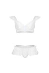 DINGGUANGHE-CUP Lanières Hommes, Mémoires sous-vêtements Homme Set Doux Dentelle Rose/Blanc Set Lingerie Bretelles Spaghetti 