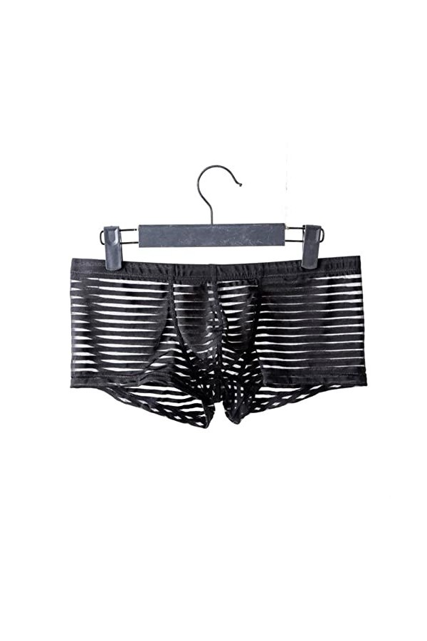 sous-vêtements Transparents Hot Men Sexy Stripe Mesh Boxer M-XXL Men de Taille Bas Color : Nero, Size : L 