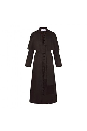 Costume de bottes médiévales pour homme - Costume dHalloween - Prêtre médiéval - Rétro - Cosplay - Couleur unie - Bouton - C