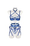 PRIOKNIKO Peignoirs Femme Lingerie Sexy En Dentelle Amovible Avec Chaîne En Métal Pour Femme,Noir 4,Xl