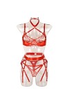 PRIOKNIKO Peignoirs Femme Lingerie Sexy En Dentelle Amovible Avec Chaîne En Métal Pour Femme,Noir 4,Xl