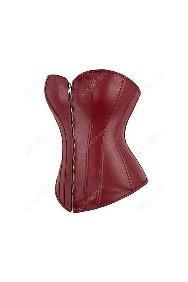 Corset en cuir synthétique pour femme avec bretelles - Corset sexy - Grande taille