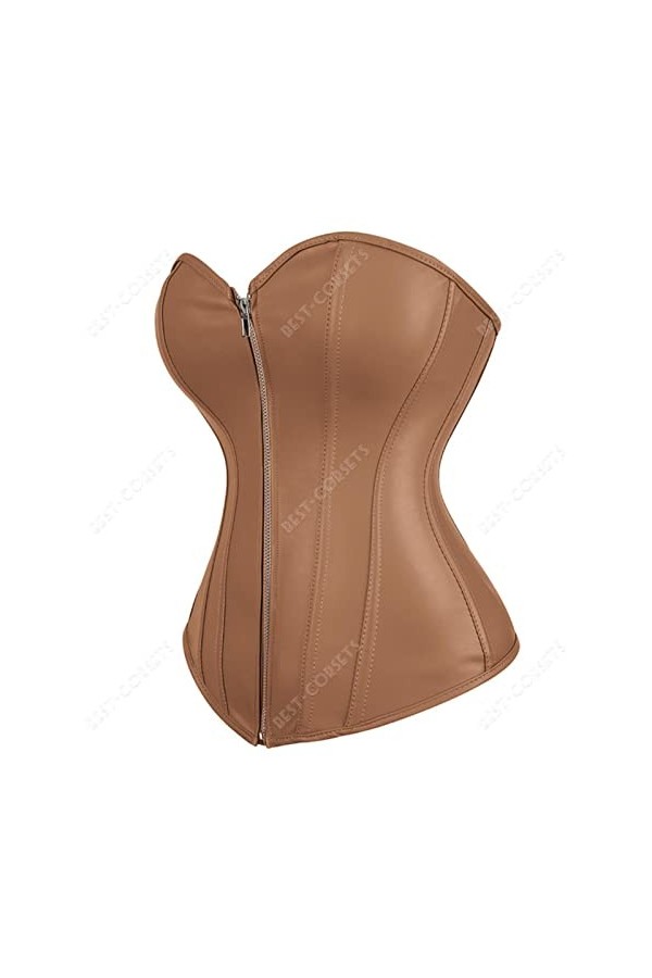 Corset en cuir synthétique pour femme avec bretelles - Corset sexy - Grande taille