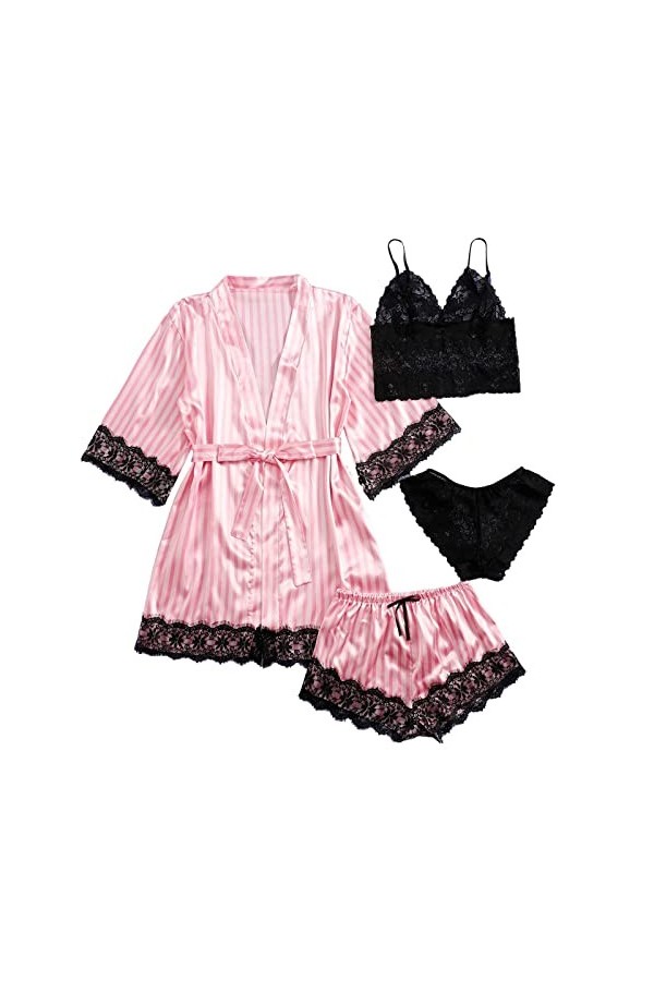 HELLORSOON Femme Pyjama Sexy Lingerie Résille Coquin Combinaison Dentelle Dos Transparent Laçages coquins Combinaison String