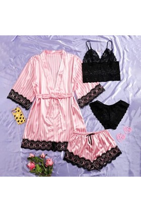 HELLORSOON Femme Pyjama Sexy Lingerie Résille Coquin Combinaison Dentelle Dos Transparent Laçages coquins Combinaison String