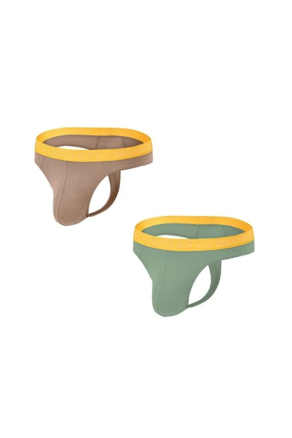 BIATWOWR String pour homme avec grande poche bombée, taille élastique, taille basse et look sexy, sans étiquette, respirant e