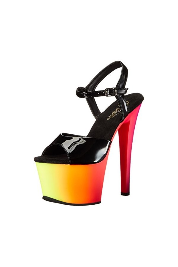 Pleaser Rainbow-309uv, Sandales Bout ouvert femme, - Mehrfarbig Mehrfarbig Blk Pat/Neon Multi , 40 EU