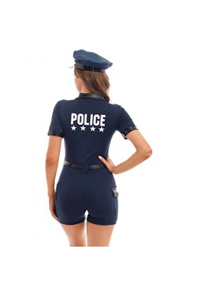 ranrann Déguisement Policière Femme Adulte Sexy Costume Tenue Erotique Mini Robe Courte Sexy Cosplay Halloween Carnaval Party