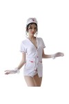 SINGUYUN Costume dinfirmière sexy pour femme avec chaussettes S58 Blanc 