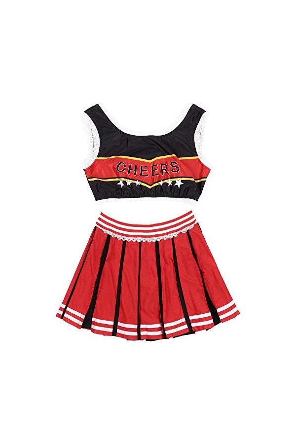 KSDFIUHAG Érotisme Sexe Et Sensualité Costumes De Pom-Pom Girl pour Femmes Adultes Gilet Garni De Dentelle Crop Top avec Jupe