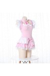 Bwer Femmes Femme de Chambre Cosplay Kawaii Tablier serviteur Costume Babydoll Robe Uniforme érotique Jeu de rôle Mignon Sexy