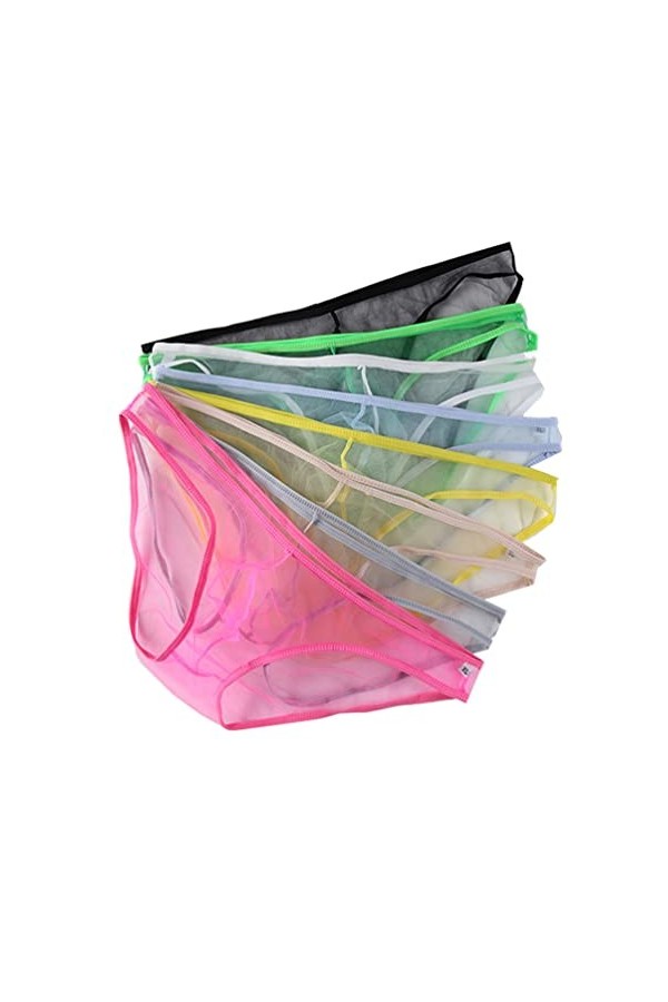 ABClothing Sous-vêtements transparents pour homme sexy en maille Sissy avec poche renforcée, taille M, L, XL, Lot de 8., Medi