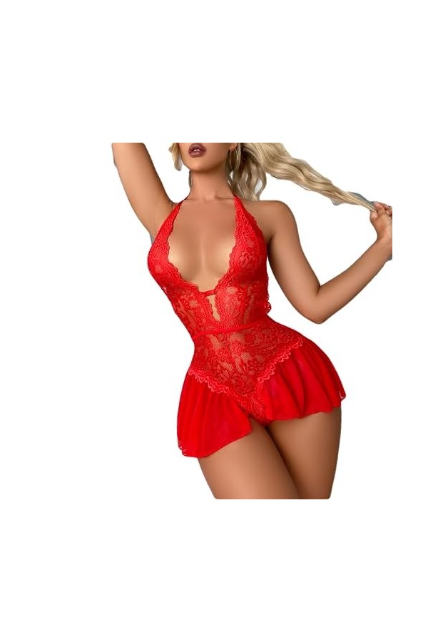 ZTIANEF Lingerie Sexy Homme Vêtements Techniques Et Spéciaux Lingerie Sexy Dentelle Transparente Combinaison Séduction Sexy,R