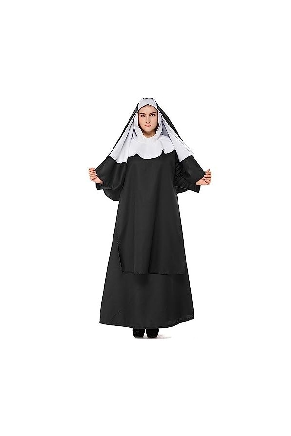FiveEarl Costume de nonne pour femme - Robe dHalloween S 