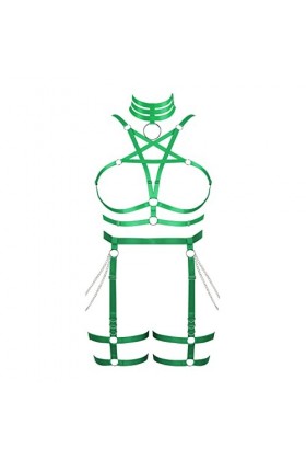Femmes bodyband Pentagramme Soutien - Gorge Plus Taille élégant évidé Garter Set Punk Gothique Halloween Carnaval Club Costum