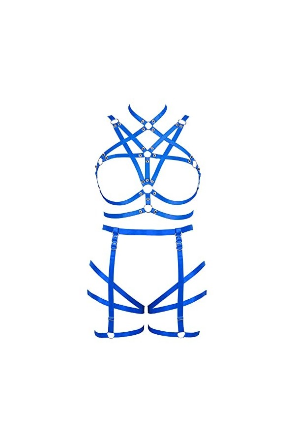 BBOHSS Femmes Bretelles Soutien - Gorge Plus Taille sans Tasse Creux Garter Set Punk Gothique Halloween Rave Dance Club Costu