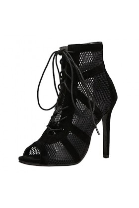 Sandales à talons hauts génériques respirants sandales en maille découpées féminines compatibles avec banquet Noir 39