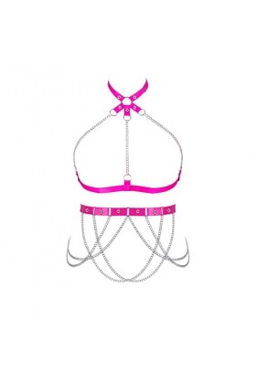 Femmes Body Harnais Soutien-Gorge Plus Taille chaîne en métal Mode Soutien-Gorge Découpe Jarretière Ensemble Punk Gothique Ha