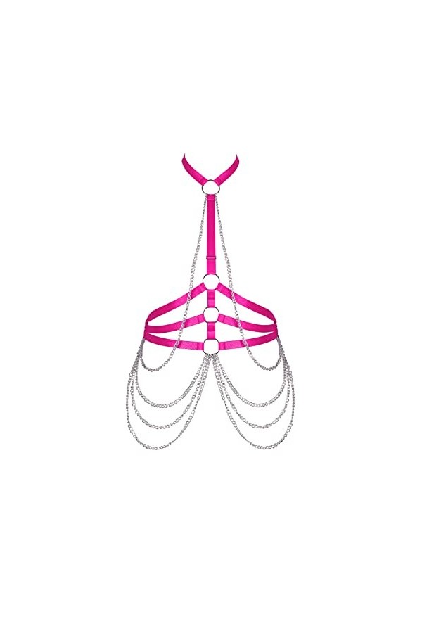 Grande Taille Femmes Harnais Corps chaîne Lingerie Pleine Cage Poitrine Sangle jarretière Punk Goth Extensible Tissu Hallowee