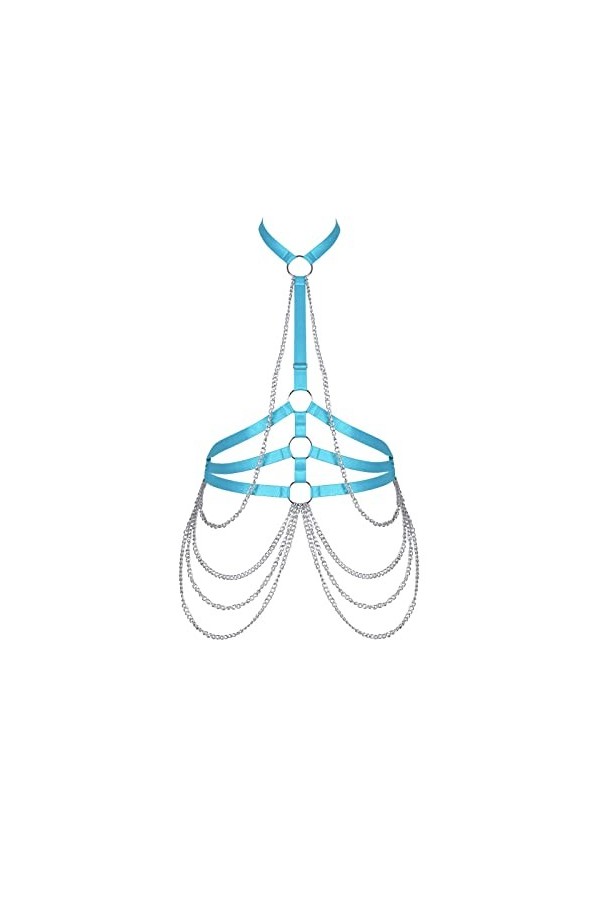 Grande Taille Femmes Harnais Corps chaîne Lingerie Pleine Cage Poitrine Sangle jarretière Punk Goth Extensible Tissu Hallowee