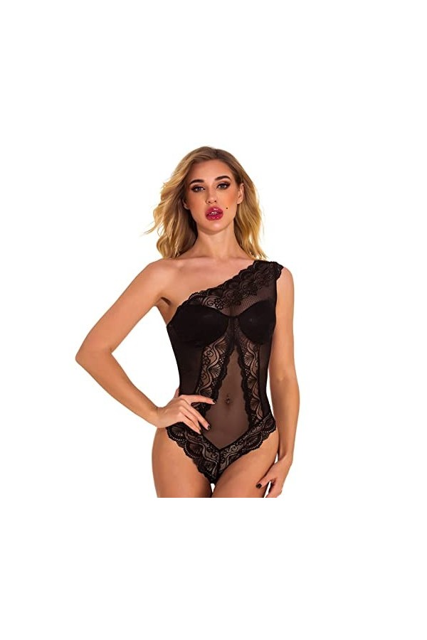WDZOWU Lingerie Et Vêtements Sexy Femmes Sexy Lingerie Pyjamas Élastique Dentelle Costumes À Manches Longues,Kaki,XL