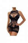 WDZOWU Lingerie Sexy Homme Robe pour Femme avec sous-Vêtements Sexy en Strass Brillants, Noir, Taille Unique