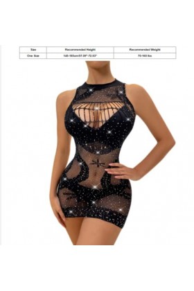 WDZOWU Lingerie Sexy Homme Robe pour Femme avec sous-Vêtements Sexy en Strass Brillants, Noir, Taille Unique