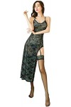 YYAN Sexy Lingerie Femme sous-Vêtements Sexy Paon Broderie Dentelle Cheongsam Uniforme Temptation Transparent Pyjama Costume 