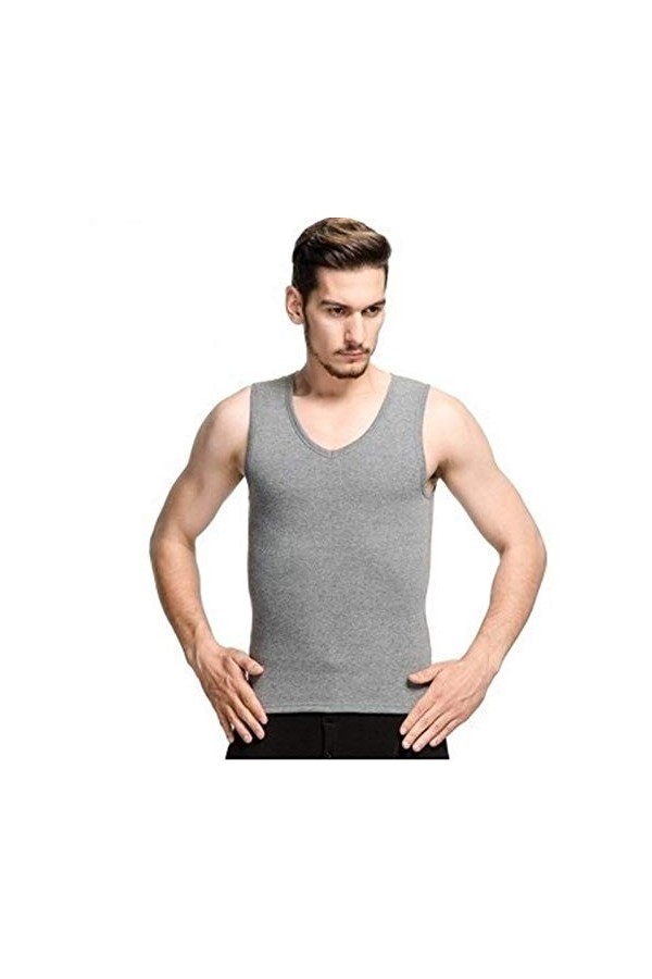 DDSP sous-vêtements Thermiques Hommes Garder Au Chaud Undershirt Tank Top Color : V Neck Black, Size : XL 