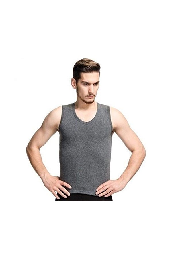 DDSP sous-vêtements Thermiques Hommes Garder Au Chaud Undershirt Tank Top Color : V Neck Black, Size : XL 