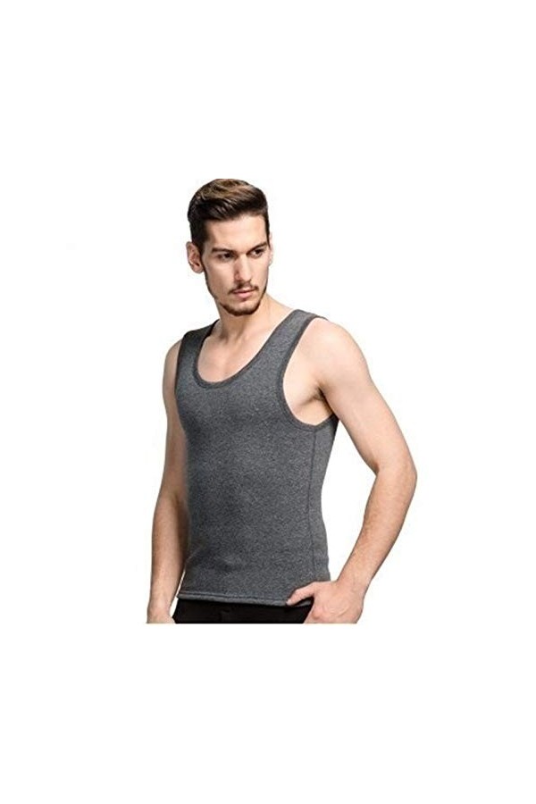 DDSP sous-vêtements Thermiques Hommes Garder Au Chaud Undershirt Tank Top Color : V Neck Black, Size : XL 