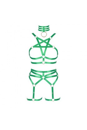 BANSSGOTH Harnais Complet Femmes Jambe Ceinture Bas Porte-Jarretelles Lingerie élastique Porte-Jarretelles Grande Taille Punk