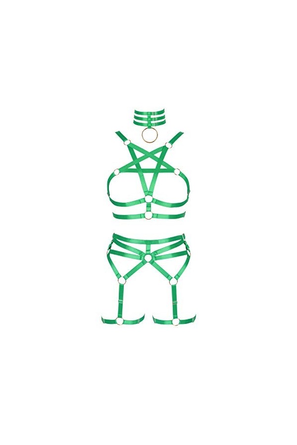 BANSSGOTH Harnais Complet Femmes Jambe Ceinture Bas Porte-Jarretelles Lingerie élastique Porte-Jarretelles Grande Taille Punk