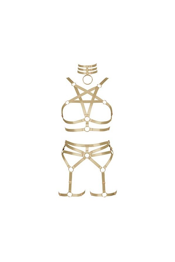 BANSSGOTH Harnais Complet Femmes Jambe Ceinture Bas Porte-Jarretelles Lingerie élastique Porte-Jarretelles Grande Taille Punk