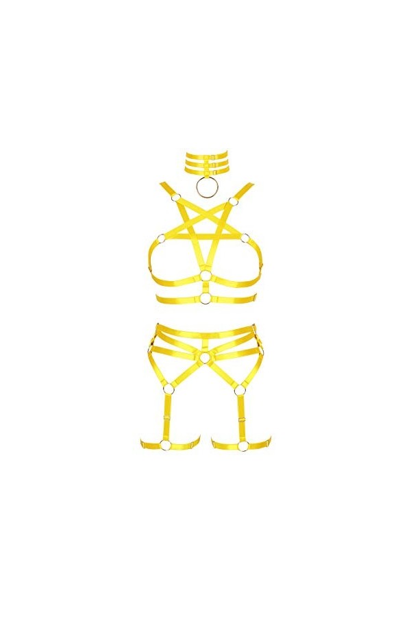 BANSSGOTH Harnais Complet Femmes Jambe Ceinture Bas Porte-Jarretelles Lingerie élastique Porte-Jarretelles Grande Taille Punk