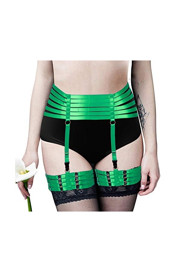 BANSSGOTH Femmes Bretelles Harnais Jarretière Ceinture Ajuster Jambe Taille Haute Bas Jarretelles Danse Orange A 