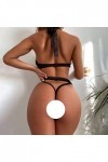 ROSVAY Ensemble de Lingerie Transparent Sexy 2 Pcs Soutien-Gorge Licol en Tulle à Pois et Culotte Satin Lanières, Femme sous-
