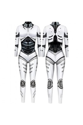 WSZJLN Robot Punk Jumpsuit Catsuit Sexy Femmes Cosplay Costumes Halloween Body-20,XL