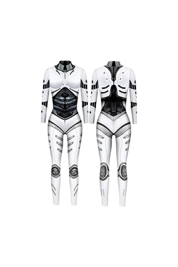 WSZJLN Robot Punk Jumpsuit Catsuit Sexy Femmes Cosplay Costumes Halloween Body-20,XL