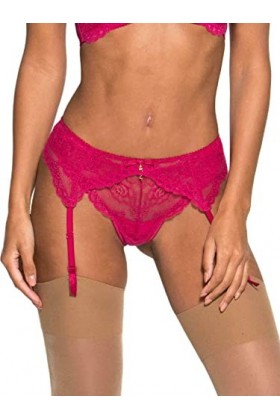 Gossard Porte-Jarretelles en Dentelle Superboost, Bleu Nuit/doré, XL Femme