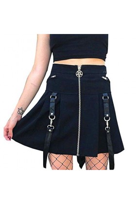 XIANGLIOOD Mini-jupe large et plissée, motif écossais, taille haute, pour femme - Rouge - M