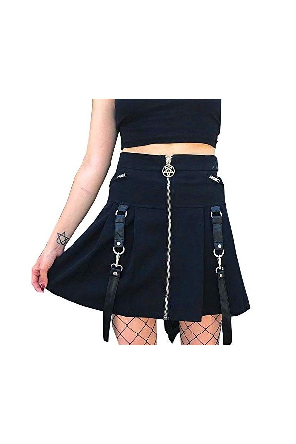 XIANGLIOOD Mini-jupe large et plissée, motif écossais, taille haute, pour femme - Rouge - M