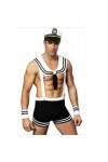 OLIns Homme Ensemble Déguisement Marin Sexy Cosplay Costume Érotisme Lingerie Black,One Size 