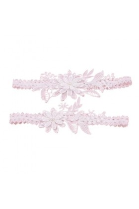 Jarretelles de Mariage en Dentelle brodée de Perles, 2 pièces, Jarretelles Sexy, Anneau de Cuisse de mariée Color : White 2,